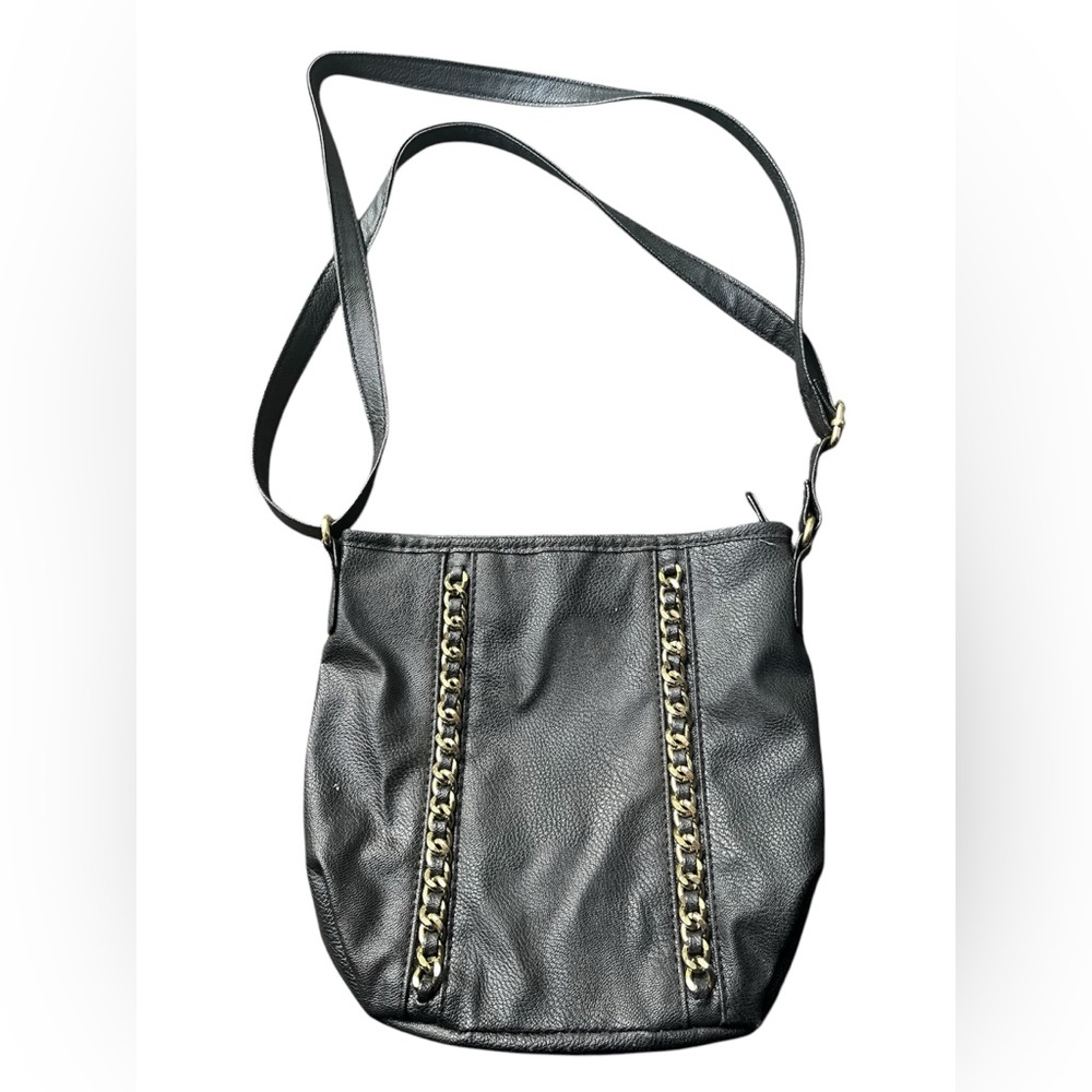 Payless Vegan Leather Purse With Gold Chain Detail Adjustable Strap